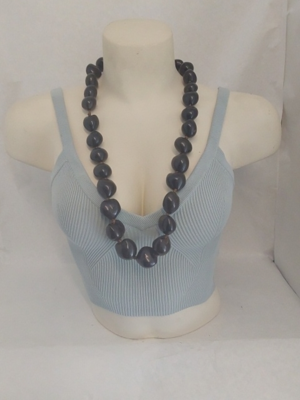 Elegant Gray Beaded Statement Necklace - Women Jewelry